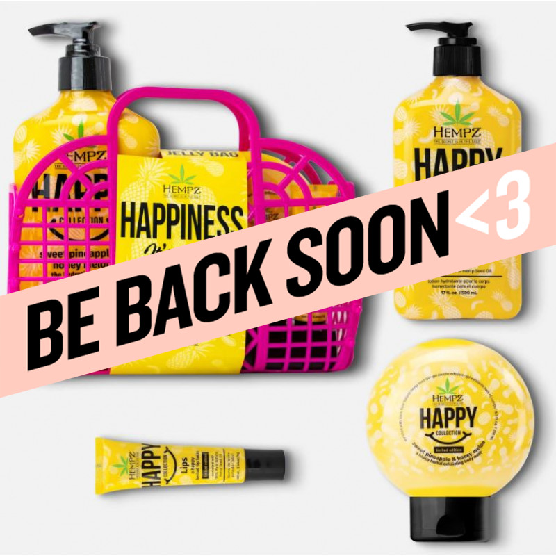 hempz happy dance lotion, body wash, lip balm & bag set