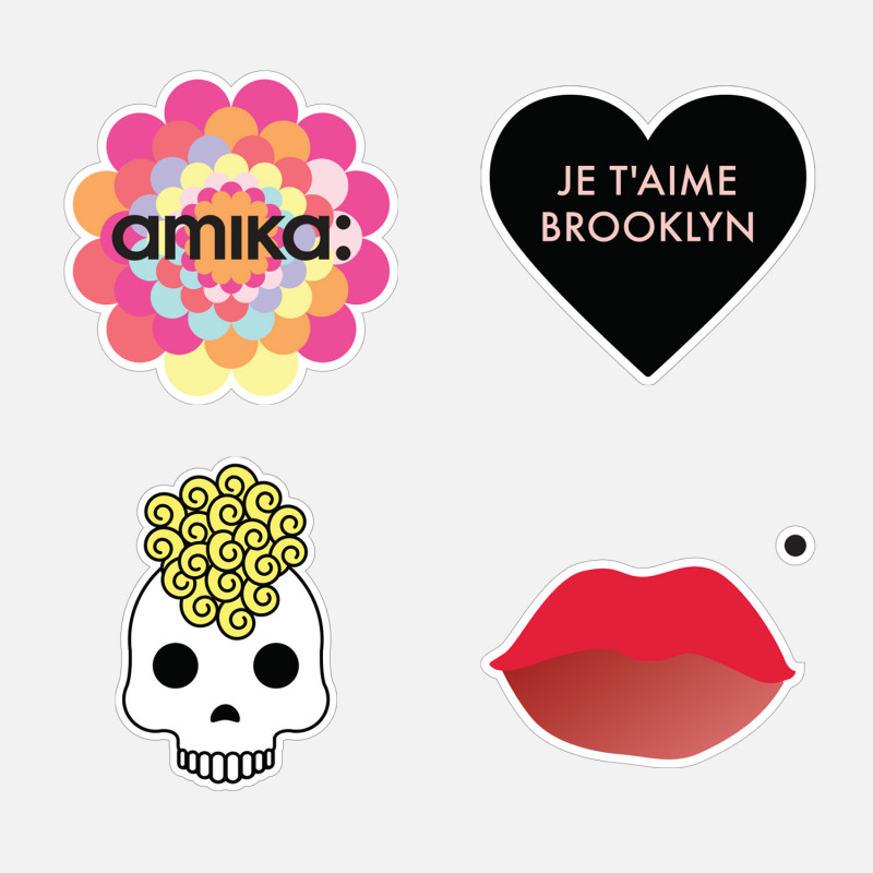 amika: mirror clings - skull, heart, flower, lip, set of 4