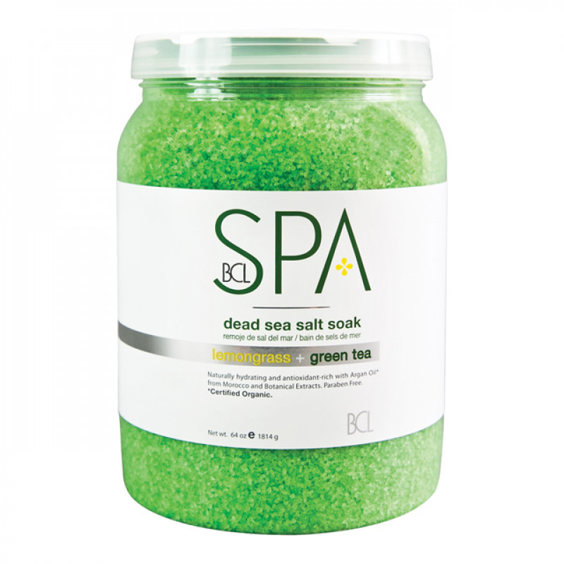 bcl spa dead sea salt soak lemongrass + green tea 64oz