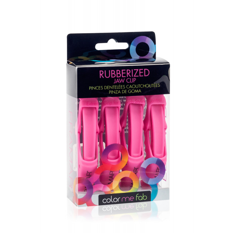 framar rubberized jaw clips pink 4pc