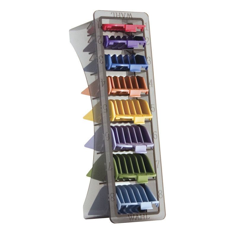 wahl guide caddy with 8 coloured clipper guides #53152