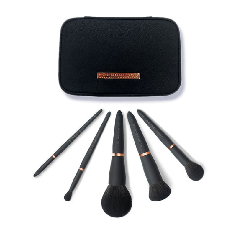 youngblood luxe makeup brush kit jet set 5pc
